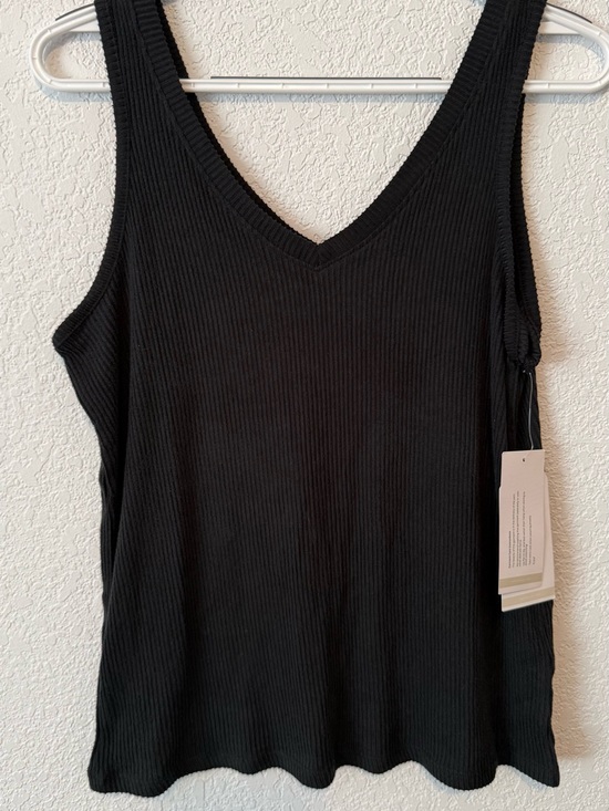 Softies Tops - Women’s Black Ribbed V-Neck Tank Top by Softies